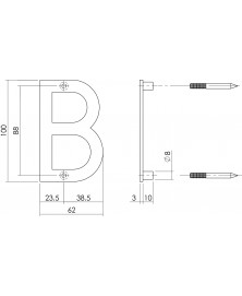 Huisletter B 100 mm rvs geborsteld