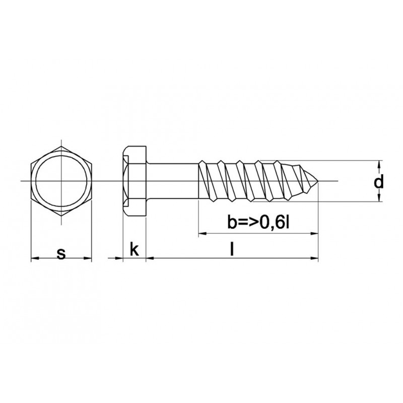 Houtdraadbout Din571 4.6 6X120Mm Elvz - 100 stuks