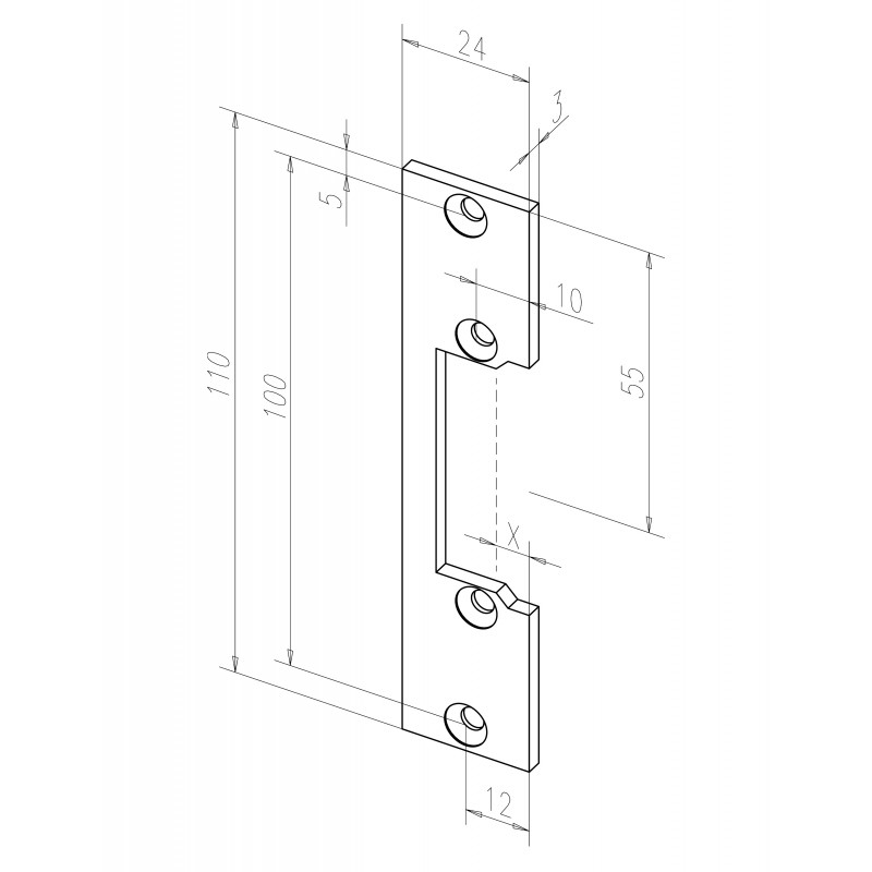 ASSA ABLOY Sluitplaat KLRR 160x3x25mm