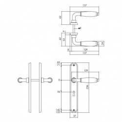 Intersteel Deurkruk Courgette met ovaal schild 235x40x8mm sleutelgat 56mm chroom