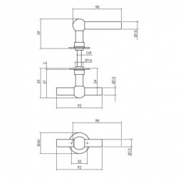 Intersteel Deurkruk L/T Bol met ronde rozet Ø42x2 mm rvs geborsteld