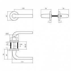 Intersteel Deurkruk Eucla op rozet Ø50x7 mm aluminium zwart