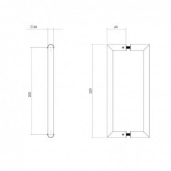 Intersteel Deurgrepen per paar recht-90° 220x65x20 HoH 200 rvs