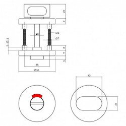 Intersteel Rozet met toilet-/badkamersluiting Ø55x8 mm aluminium zwart