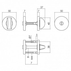 Intersteel Rozet met toilet-/badkamersluiting Ø50x7mm aluminium zwart