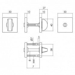 Intersteel Rozet toilet-/badkamersluiting 50x50x10 mm aluminium zwart