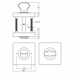 Intersteel Rozet met toilet-/badkamersluiting vierkant antracietgrijs