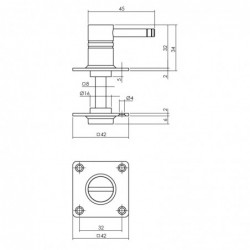 Intersteel Rozet met toilet-/badkamersluiting vierkant 42x42x2 mm rvs geborsteld