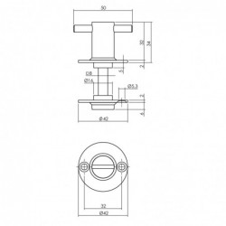 Intersteel Rozet met toilet-/badkamersluiting Ø42x2 mm rvs geborsteld