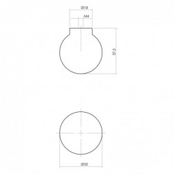 Intersteel Knop 18/35mm bolrond essenhout