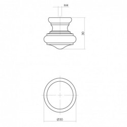 Intersteel Knop 25/30mm paddestoel/rand essenhout