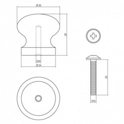 Intersteel Knop 30 mm grenenhout