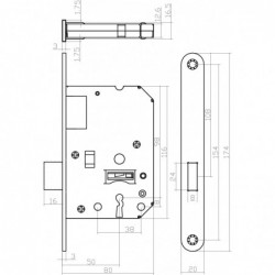 Intersteel Woningbouw klavier kastslot 55 mm zwart