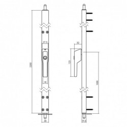 Intersteel Deurespagnolet afsluitbaar Links 2200mm met uitwisselbare cilinder RAL 9010 wit