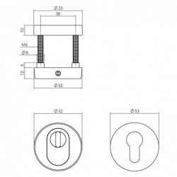 Intersteel Set achterdeurbeslag rond SKG*** met kerntrekbeveiliging rvs zwart