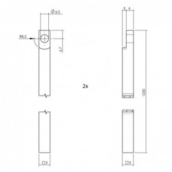 Intersteel Kruk-espagnolet rechts Hoek 90Â° met stangenset 2x 1245 mm rvs geborsteld