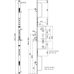 Nemef Meerpuntssluiting 4915-65U Senior - Cilinderbediend - DM 65 - PC 72 - 24x1700mm - D1/2/3/4 - SKG***