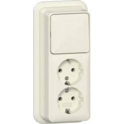 Gira Combinatie Wipschakelaar/Dubbele Wandcontactdoos Met Randaarde - 16 A - 250 V