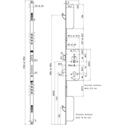 Nemef Meerpuntssluiting 4923-65U - Cilinderbediend - DM 65 - PC 72 - 24x1700mm - D1/2/3/4 - SKG***