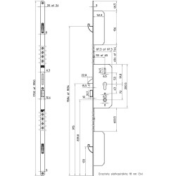 Nemef Meerpuntssluiting 4913-65U Senior - Cilinderbediend - DM 65 - PC 72 - 24x1700mm - D1/2/3/4 - SKG***